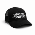 Single String Sniper Trucker Hat – Black / Black